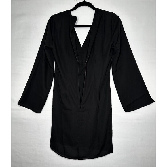 Krisa‎ Wrap Long Sleeve Mini Dress In Black Women’s Size XS NEW USA Made - Picture 4 of 8